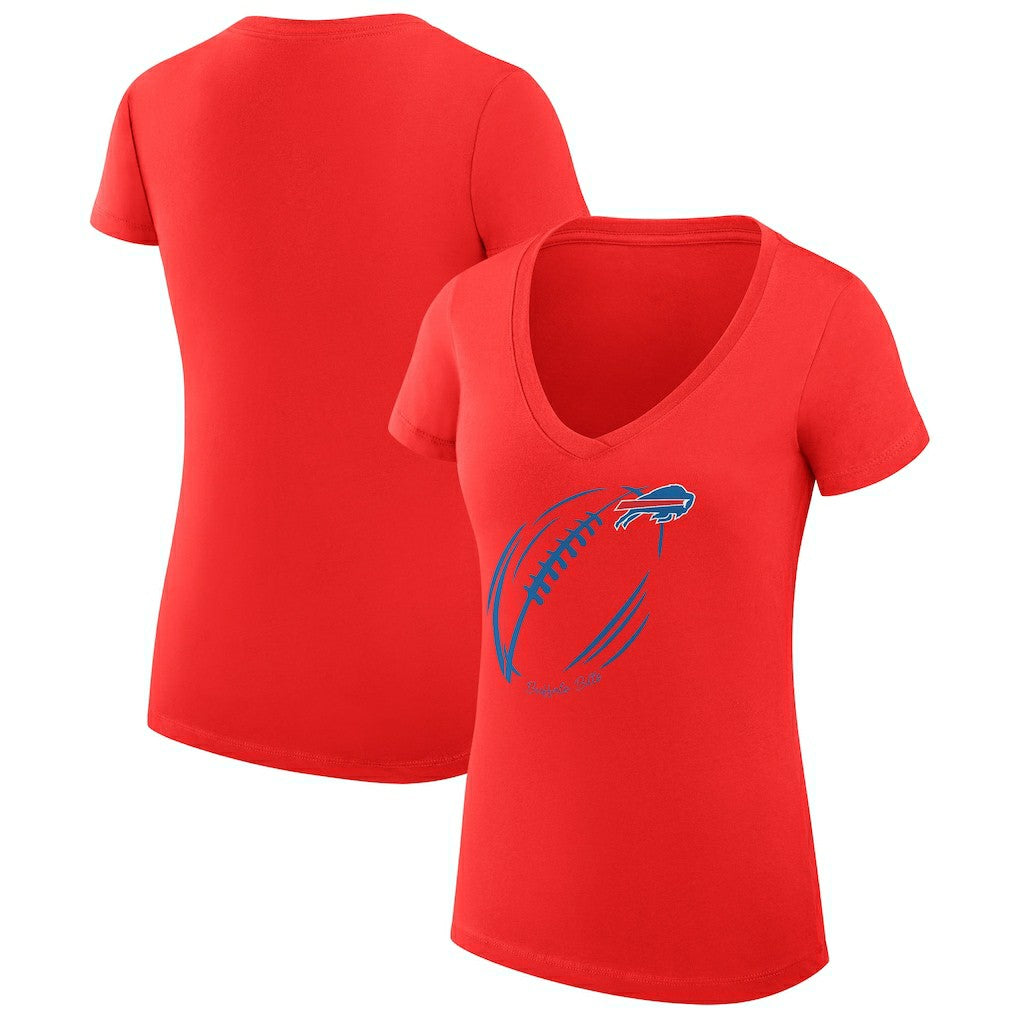 Buffalo Bills G-III 4Her by Carl Banks Women's Super-Slim Fit Lightweight Subtle Football V-Neck T-Shirt Red - NFL