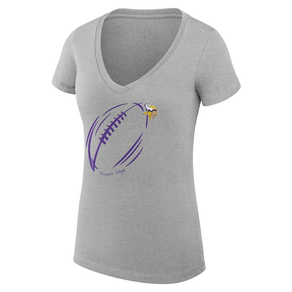 Minnesota Vikings G-III 4Her by Carl Banks Women's Super-Slim Fit Lightweight Subtle Football V-Neck T-Shirt Heather Gray - NFL