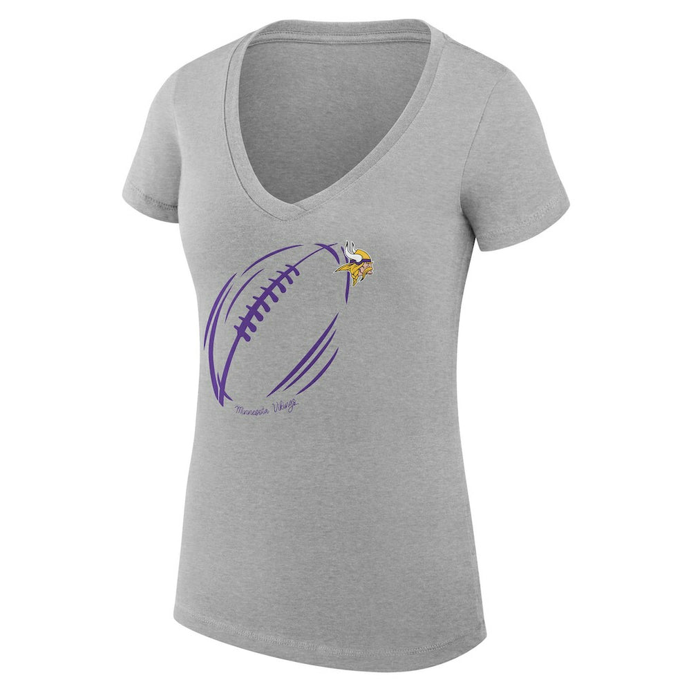 Minnesota Vikings G-III 4Her by Carl Banks Women's Super-Slim Fit Lightweight Subtle Football V-Neck T-Shirt Heather Gray - NFL