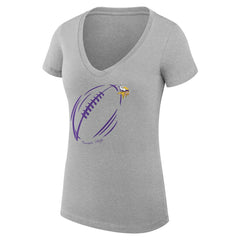 Minnesota Vikings G-III 4Her by Carl Banks Women's Super-Slim Fit Lightweight Subtle Football V-Neck T-Shirt Heather Gray - NFL