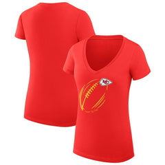 Kansas City Chiefs G-III 4Her by Carl Banks Women's Super-Slim Fit Lightweight Subtle Football V-Neck T-Shirt Red - NFL