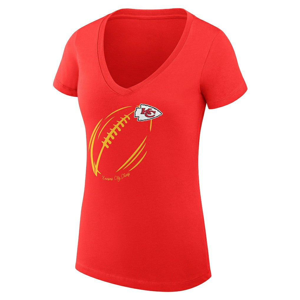 Kansas City Chiefs G-III 4Her by Carl Banks Women's Super-Slim Fit Lightweight Subtle Football V-Neck T-Shirt Red - NFL