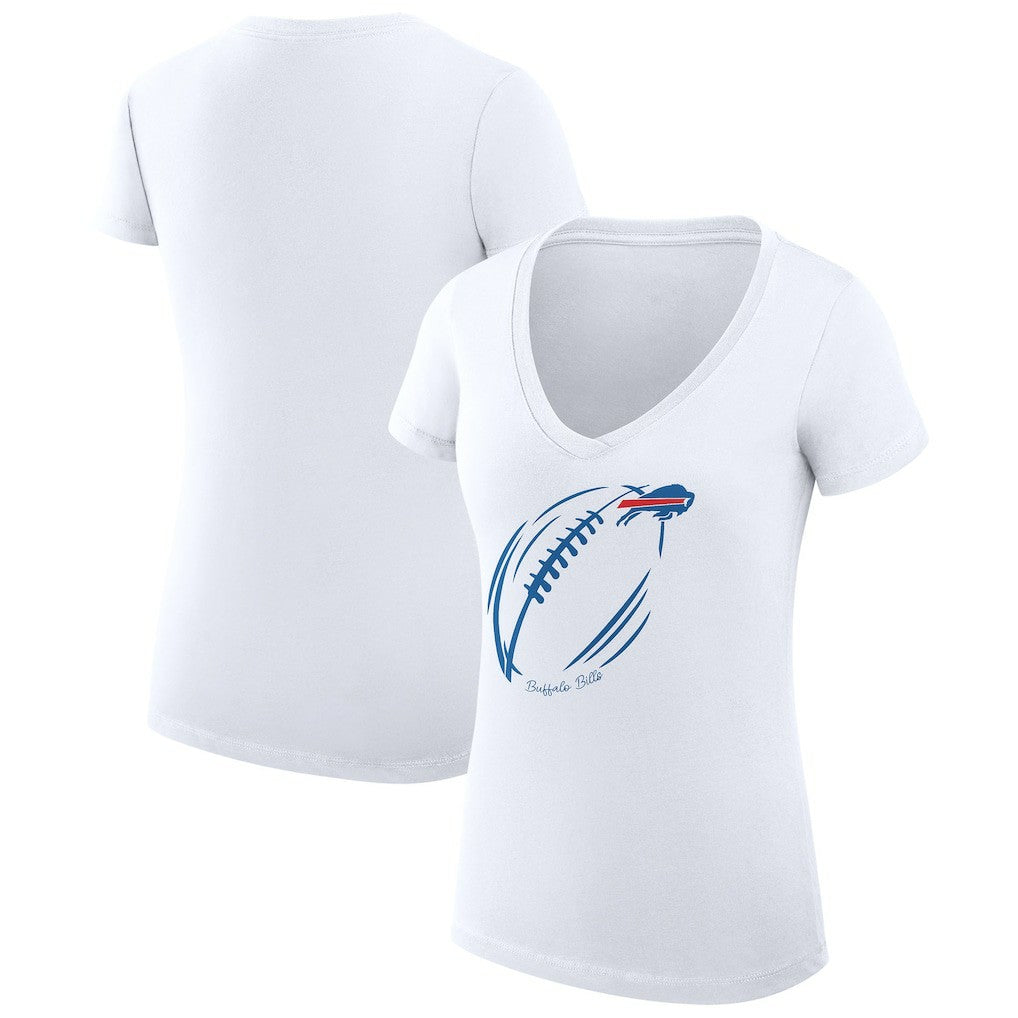 Buffalo Bills G-III 4Her by Carl Banks Women's Super-Slim Fit Lightweight Subtle Football V-Neck T-Shirt White - NFL