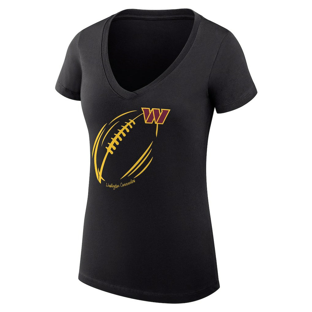 Washington Commanders G-III 4Her by Carl Banks Women's Super-Slim Fit Lightweight Subtle Football V-Neck T-Shirt Black - NFL