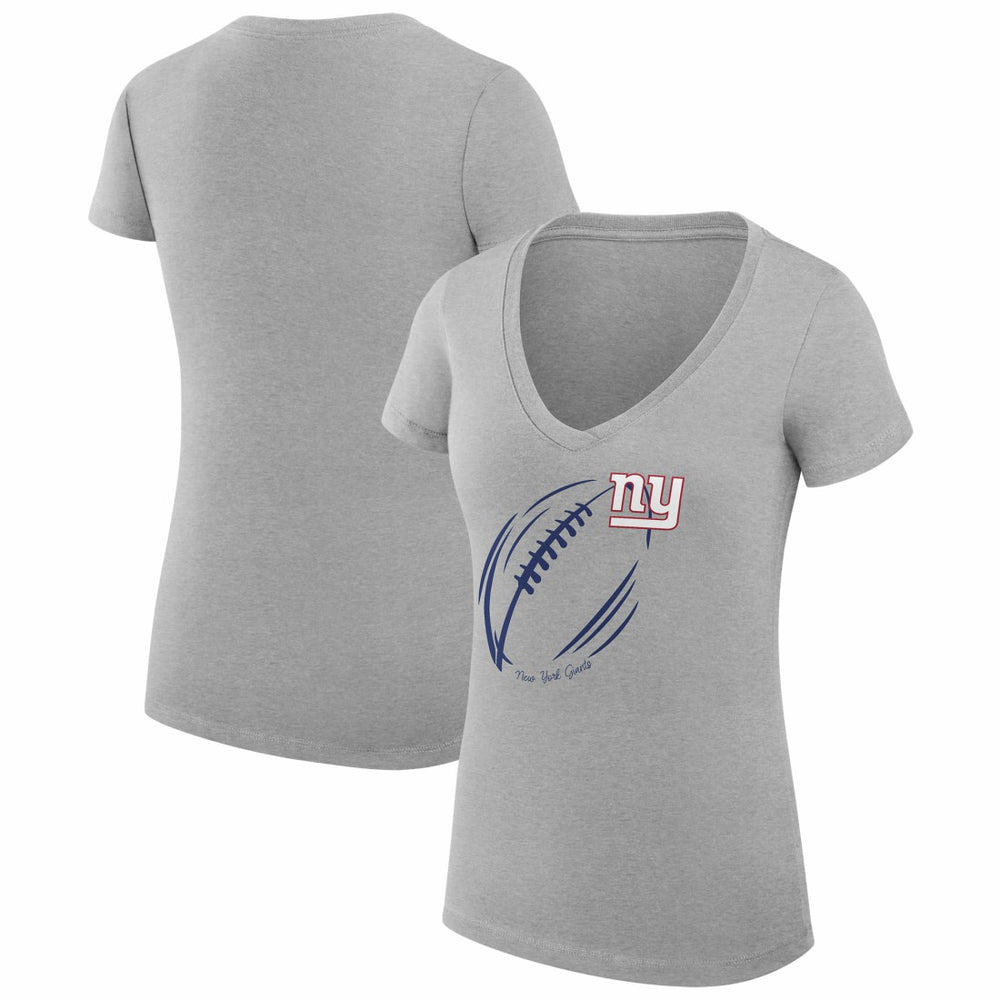 New York Giants G-III 4Her by Carl Banks Women's Super-Slim Fit Lightweight Subtle Football V-Neck T-Shirt Heather Gray - NFL