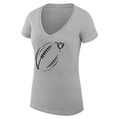 Las Vegas Raiders G-III 4Her by Carl Banks Women's Super-Slim Fit Lightweight Subtle Football V-Neck T-Shirt Heather Gray - NFL