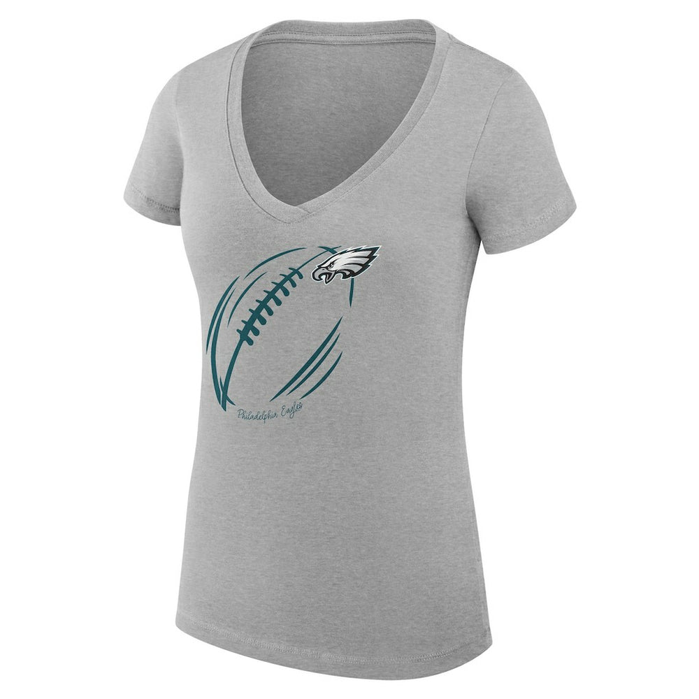 Philadelphia Eagles G-III 4Her by Carl Banks Women's Super-Slim Fit Lightweight Subtle Football V-Neck T-Shirt Heather Gray - NFL