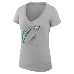 Philadelphia Eagles G-III 4Her by Carl Banks Women's Super-Slim Fit Lightweight Subtle Football V-Neck T-Shirt Heather Gray - NFL