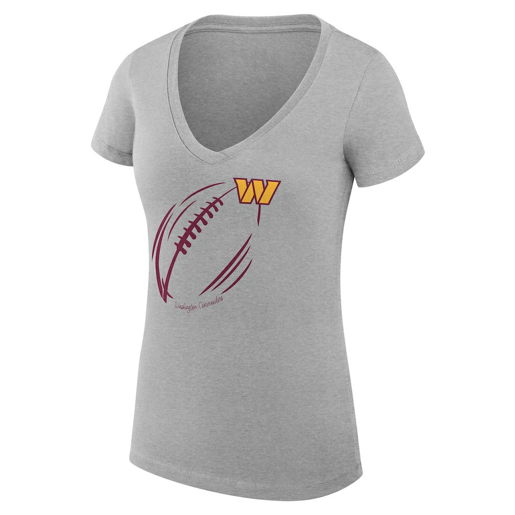 Washington Commanders G-III 4Her by Carl Banks Women's Super-Slim Fit Lightweight Subtle Football V-Neck T-Shirt Heather Gray - NFL