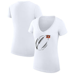 Cincinnati Bengals G-III 4Her by Carl Banks Women's Super-Slim Fit Lightweight Subtle Football V-Neck T-Shirt White - NFL