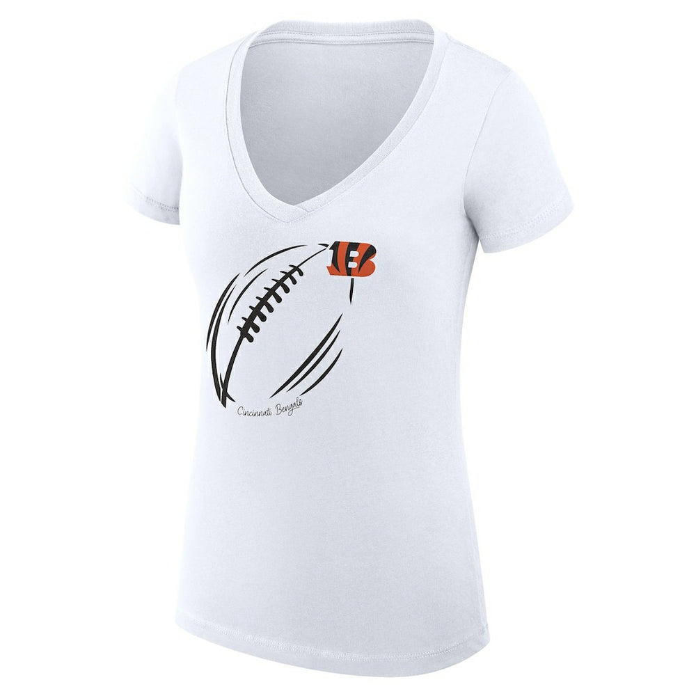Cincinnati Bengals G-III 4Her by Carl Banks Women's Super-Slim Fit Lightweight Subtle Football V-Neck T-Shirt White - NFL