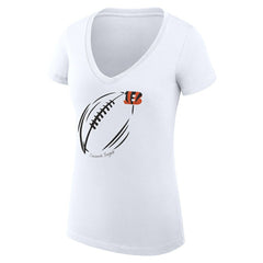 Cincinnati Bengals G-III 4Her by Carl Banks Women's Super-Slim Fit Lightweight Subtle Football V-Neck T-Shirt White - NFL