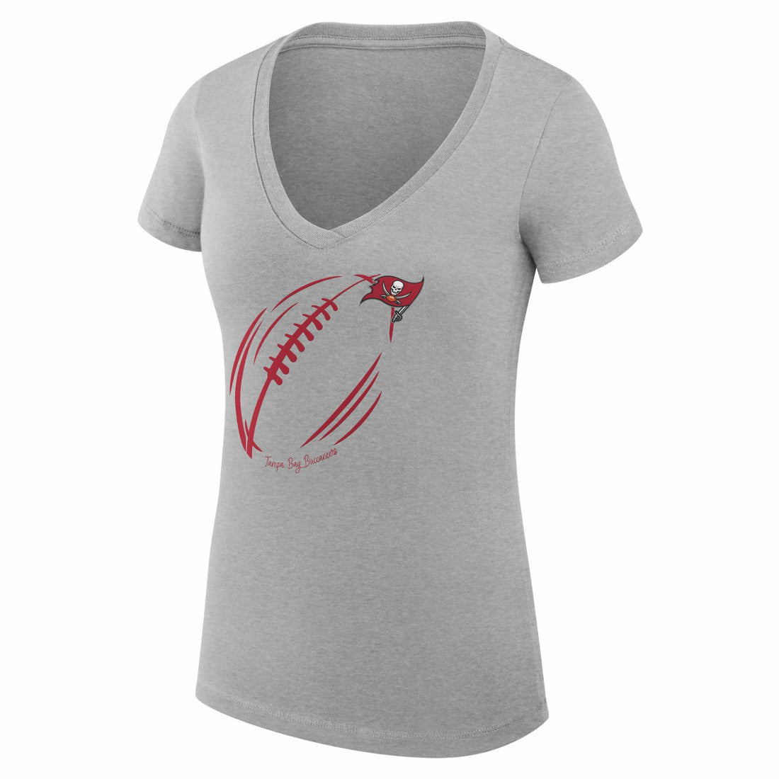 Tampa Bay Buccaneers G-III 4Her by Carl Banks Women's Super-Slim Fit Lightweight Subtle Football V-Neck T-Shirt Heather Gray - NFL