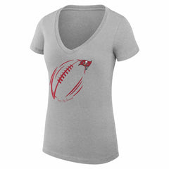 Tampa Bay Buccaneers G-III 4Her by Carl Banks Women's Super-Slim Fit Lightweight Subtle Football V-Neck T-Shirt Heather Gray - NFL