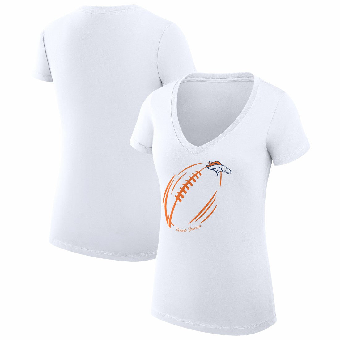 Denver Broncos G-III 4Her by Carl Banks Women's Super-Slim Fit Lightweight Subtle Football V-Neck T-Shirt White - NFL