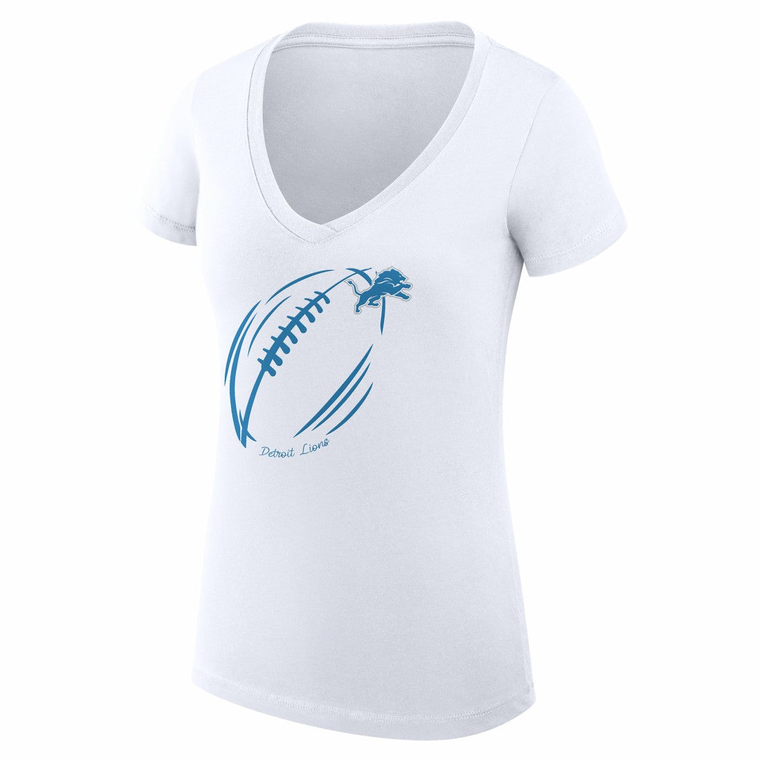 Detroit Lions G-III 4Her by Carl Banks Women's Super-Slim Fit Lightweight Subtle Football V-Neck T-Shirt White - NFL