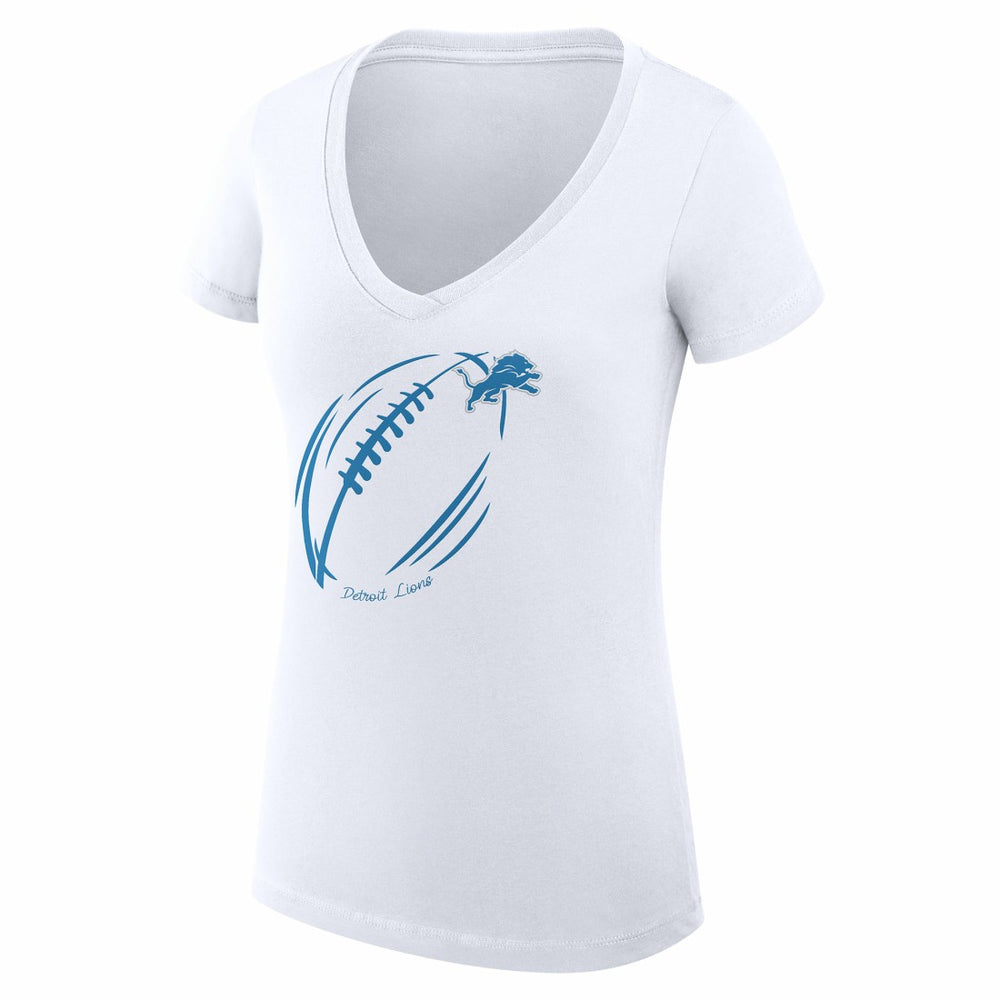 Detroit Lions G-III 4Her by Carl Banks Women's Super-Slim Fit Lightweight Subtle Football V-Neck T-Shirt White - NFL