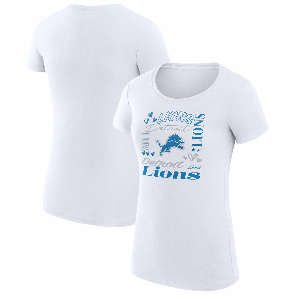 Detroit Lions G-III 4Her by Carl Banks Women's Super-Slim Fit Lightweight Collage Team T-Shirt White - NFL