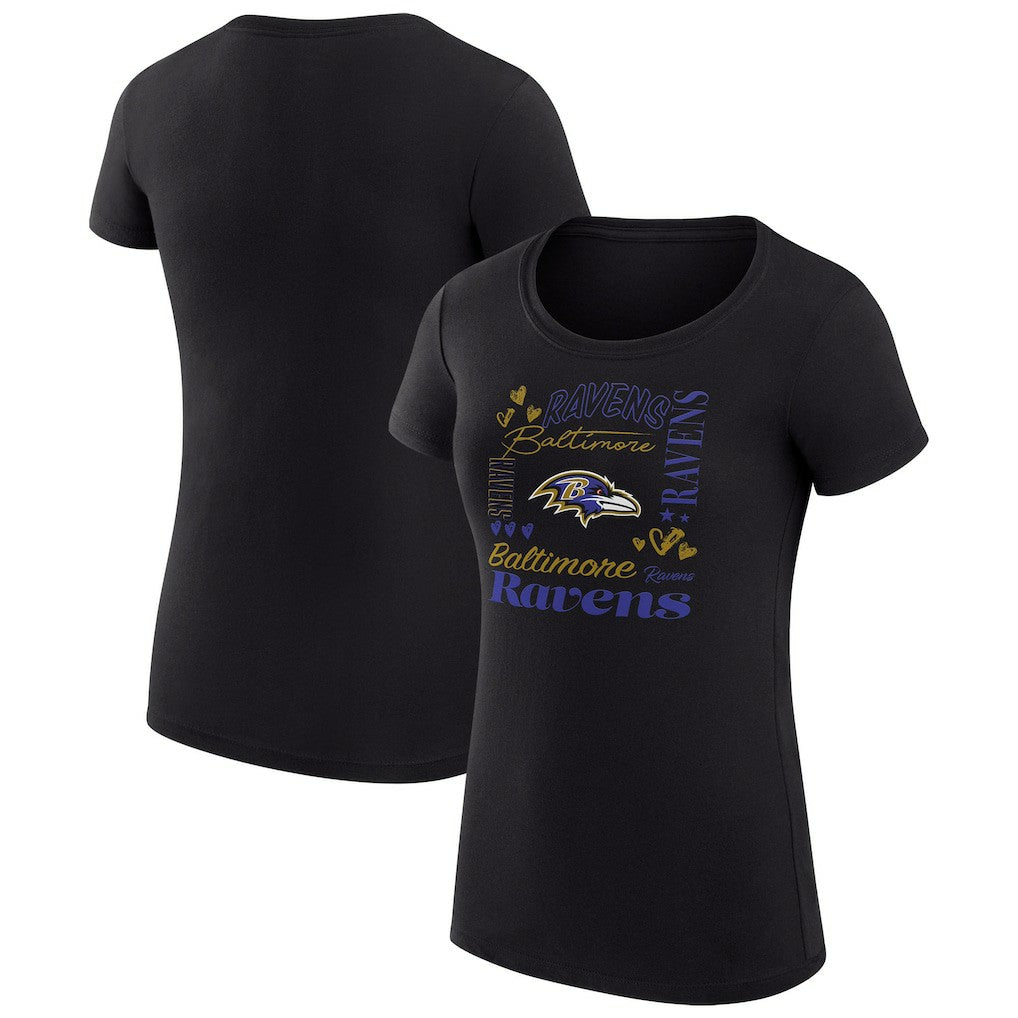 Baltimore Ravens G-III 4Her by Carl Banks Women's Super-Slim Fit Lightweight Collage Team T-Shirt Black - NFL