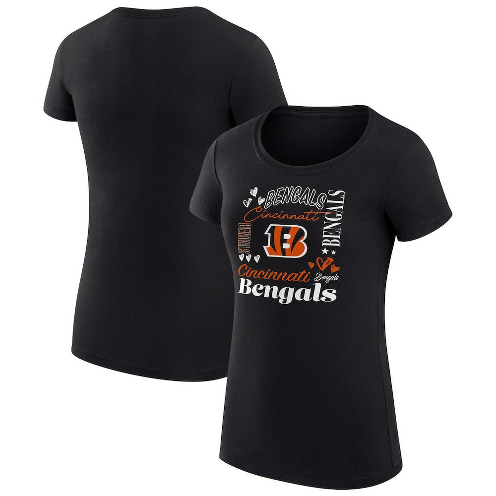 Cincinnati Bengals G-III 4Her by Carl Banks Women's Super-Slim Fit Lightweight Collage Team T-Shirt Black - NFL
