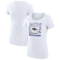 Baltimore Ravens G-III 4Her by Carl Banks Women's Super-Slim Fit Lightweight Collage Team T-Shirt White - NFL
