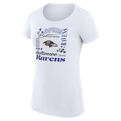 Baltimore Ravens G-III 4Her by Carl Banks Women's Super-Slim Fit Lightweight Collage Team T-Shirt White - NFL