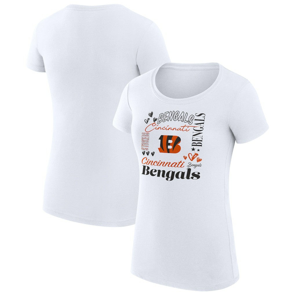 Cincinnati Bengals G-III 4Her by Carl Banks Women's Super-Slim Fit Lightweight Collage Team T-Shirt White - NFL