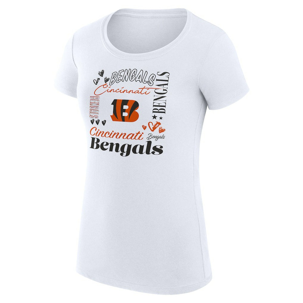 Cincinnati Bengals G-III 4Her by Carl Banks Women's Super-Slim Fit Lightweight Collage Team T-Shirt White - NFL