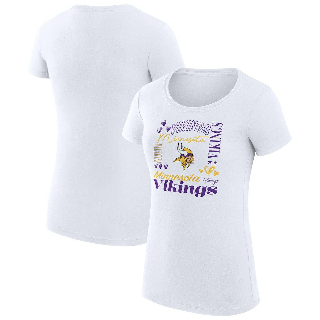 Minnesota Vikings G-III 4Her by Carl Banks Women's Super-Slim Fit Lightweight Collage Team T-Shirt White - NFL
