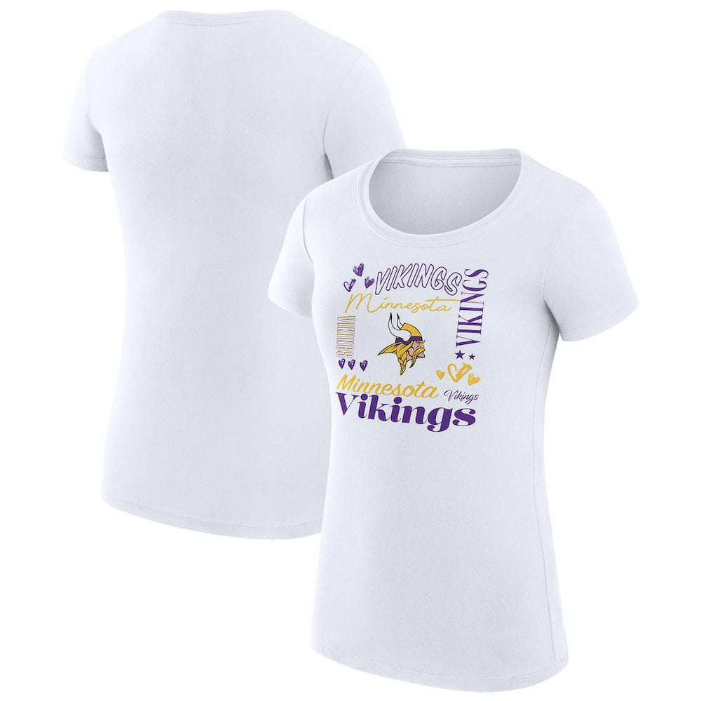 Minnesota Vikings G-III 4Her by Carl Banks Women's Super-Slim Fit Lightweight Collage Team T-Shirt White - NFL