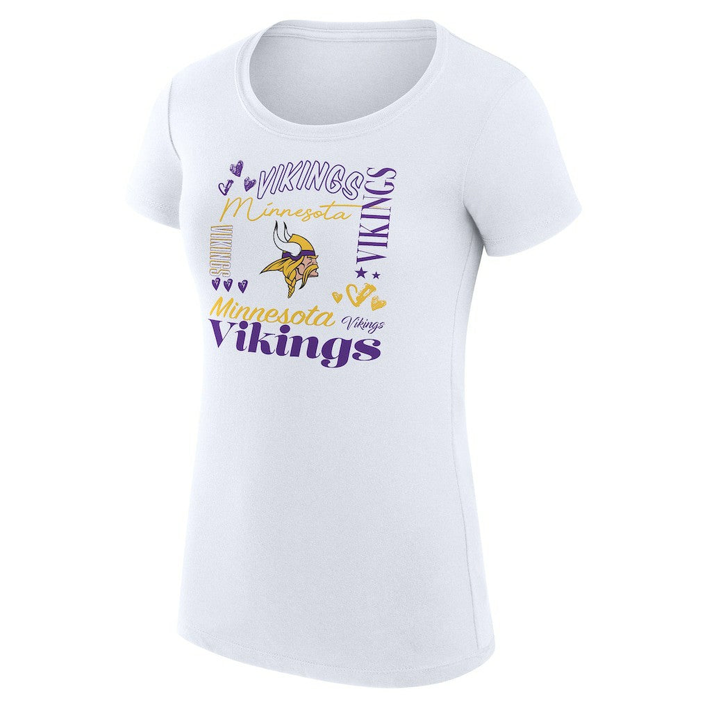 Minnesota Vikings G-III 4Her by Carl Banks Women's Super-Slim Fit Lightweight Collage Team T-Shirt White - NFL