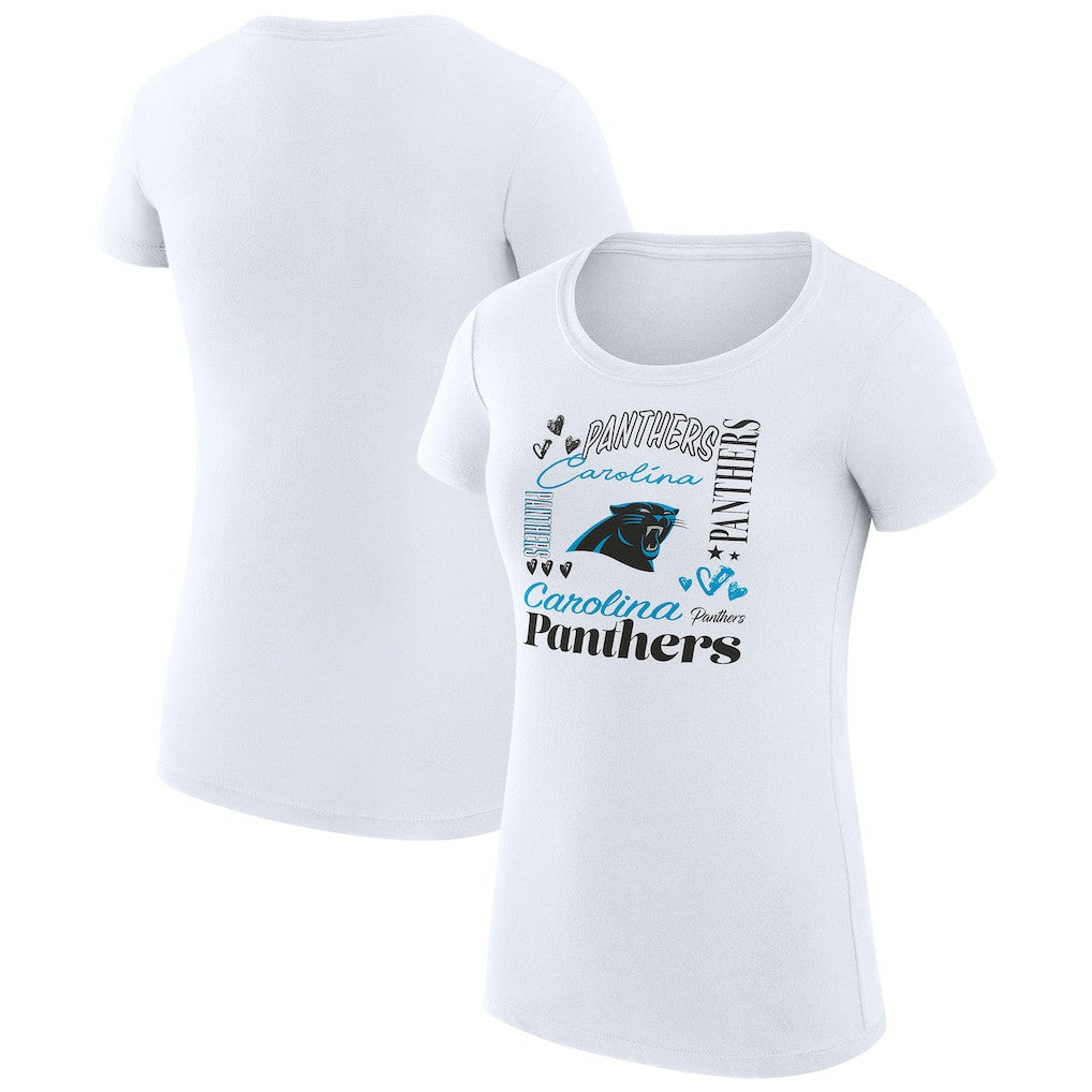 Carolina Panthers G-III 4Her by Carl Banks Women's Super-Slim Fit Lightweight Collage Team T-Shirt White - NFL