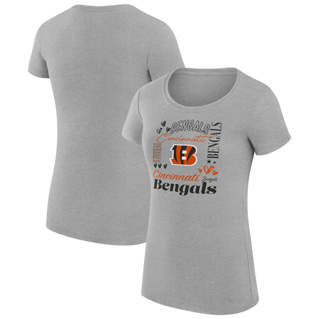 Cincinnati Bengals G-III 4Her by Carl Banks Women's Super-Slim Fit Lightweight Collage Team T-Shirt Heather Gray - NFL