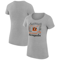Cincinnati Bengals G-III 4Her by Carl Banks Women's Super-Slim Fit Lightweight Collage Team T-Shirt Heather Gray - NFL