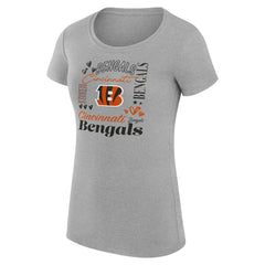 Cincinnati Bengals G-III 4Her by Carl Banks Women's Super-Slim Fit Lightweight Collage Team T-Shirt Heather Gray - NFL