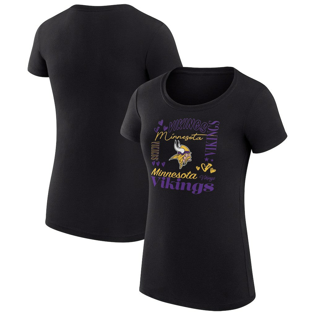 Minnesota Vikings G-III 4Her by Carl Banks Women's Super-Slim Fit Lightweight Collage Team T-Shirt Black - NFL