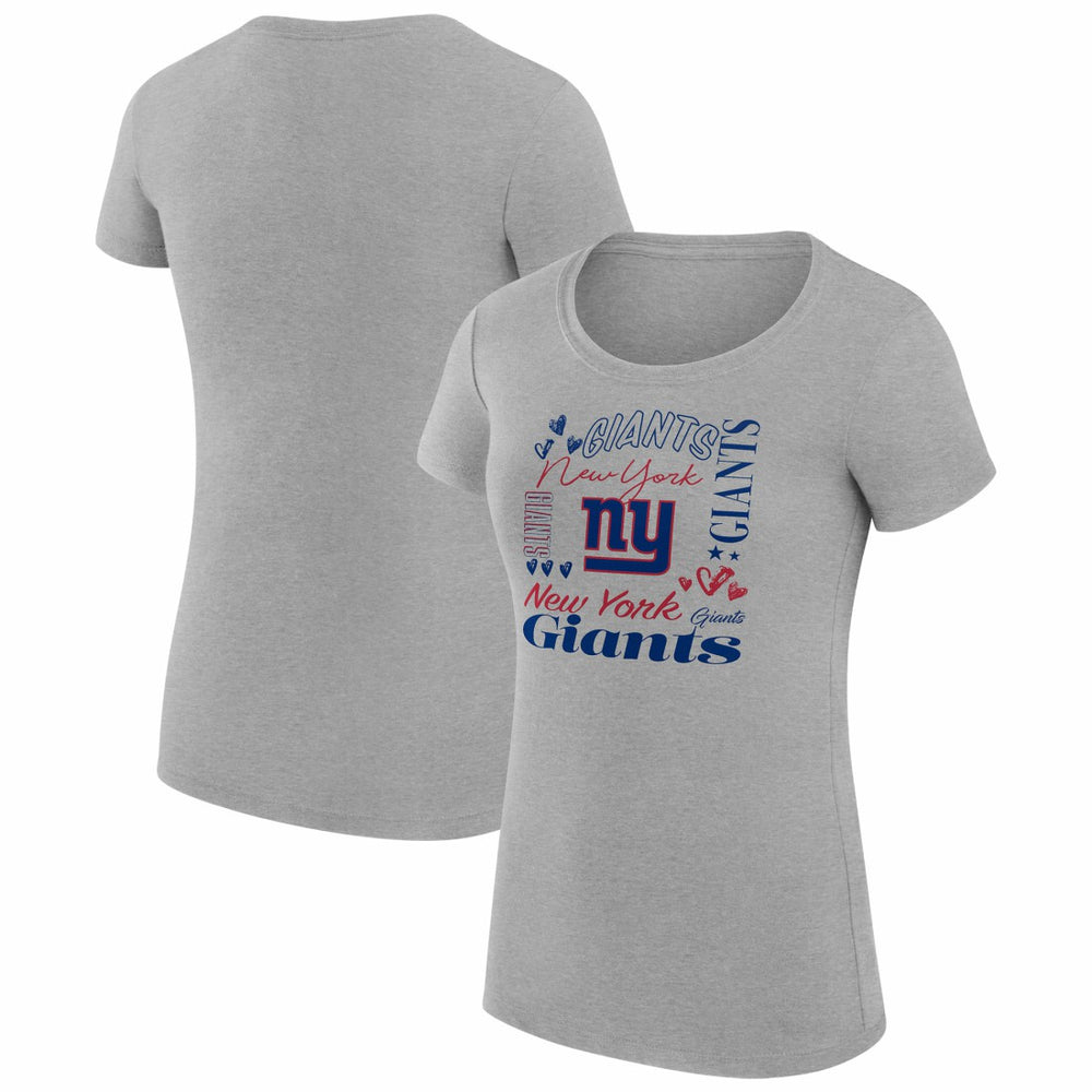 New York Giants G-III 4Her by Carl Banks Women's Super-Slim Fit Lightweight Collage Team T-Shirt Heather Gray - NFL