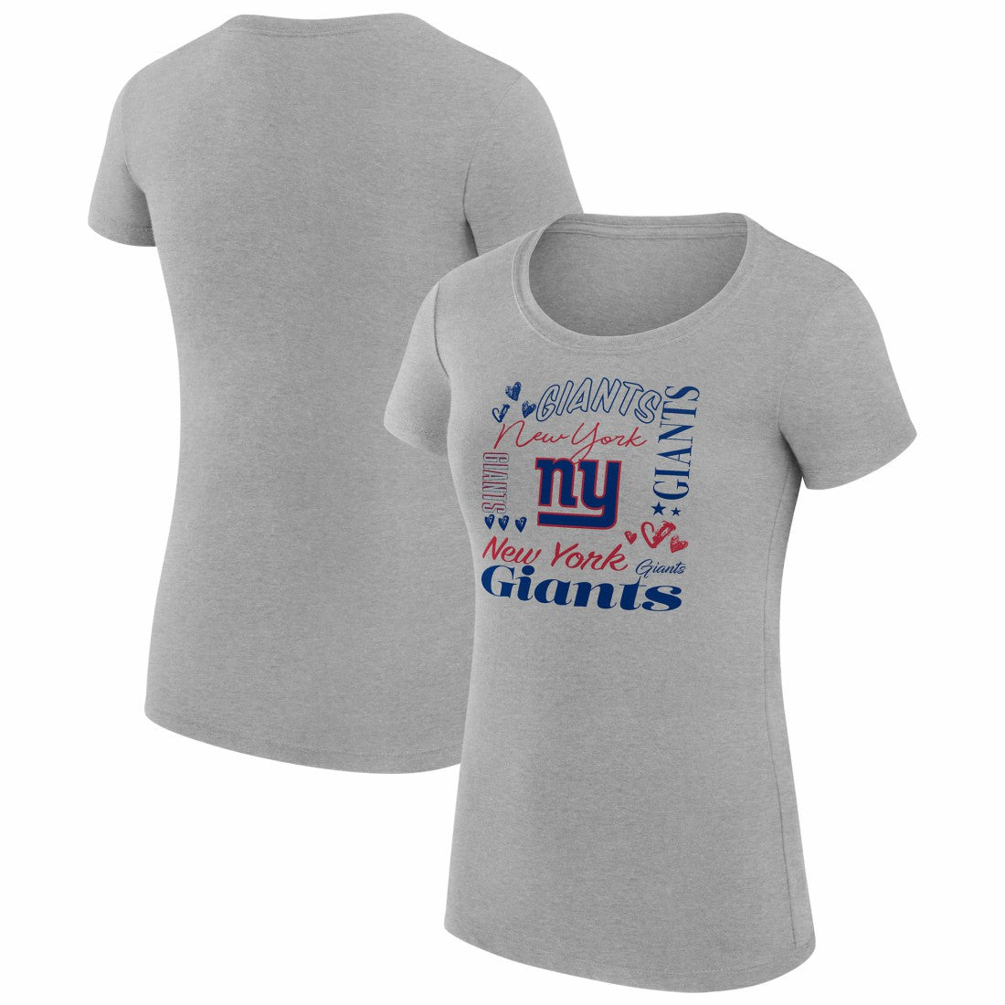 New York Giants G-III 4Her by Carl Banks Women's Super-Slim Fit Lightweight Collage Team T-Shirt Heather Gray - NFL