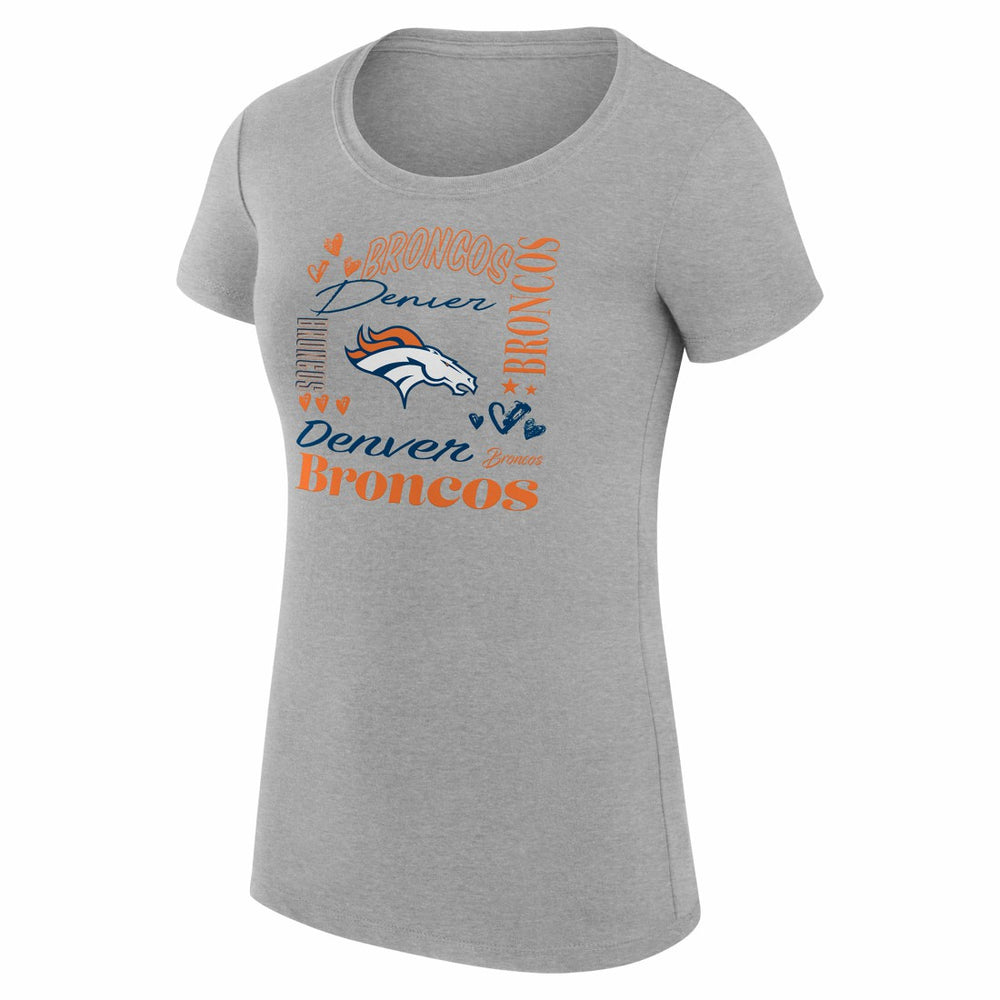 Denver Broncos G-III 4Her by Carl Banks Women's Super-Slim Fit Lightweight Collage Team T-Shirt Heather Gray - NFL