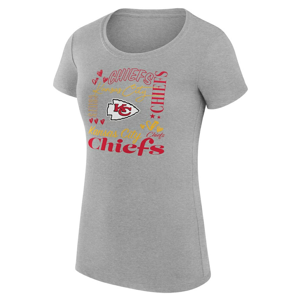 Kansas City Chiefs G-III 4Her by Carl Banks Women's Super-Slim Fit Lightweight Collage Team T-Shirt Heather Gray - NFL