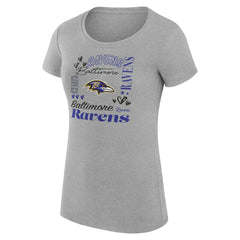 Baltimore Ravens G-III 4Her by Carl Banks Women's Super-Slim Fit Lightweight Collage Team T-Shirt Heather Gray - NFL