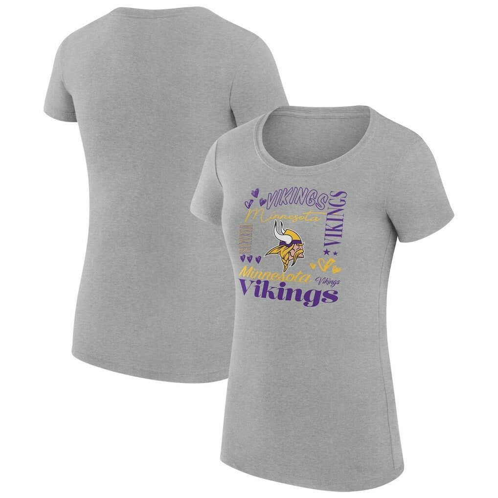 Minnesota Vikings G-III 4Her by Carl Banks Women's Super-Slim Fit Lightweight Collage Team T-Shirt Heather Gray - NFL