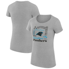 Carolina Panthers G-III 4Her by Carl Banks Women's Super-Slim Fit Lightweight Collage Team T-Shirt Heather Gray - NFL