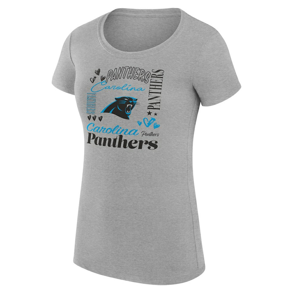 Carolina Panthers G-III 4Her by Carl Banks Women's Super-Slim Fit Lightweight Collage Team T-Shirt Heather Gray - NFL