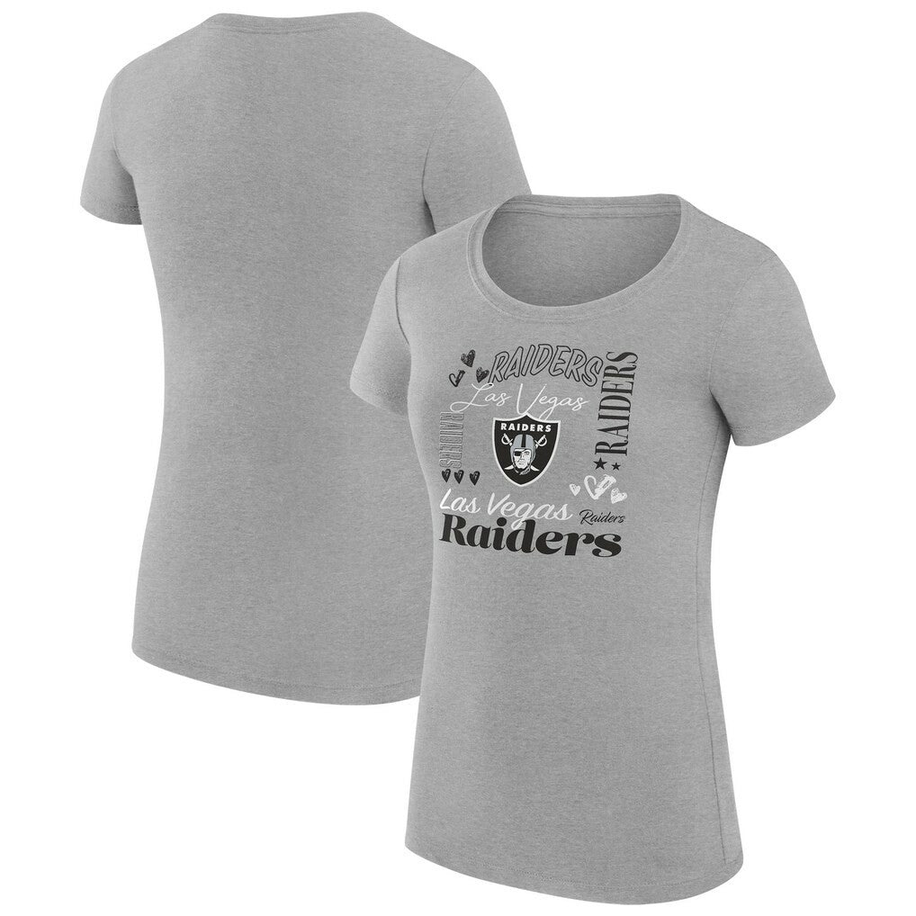 Las Vegas Raiders G-III 4Her by Carl Banks Women's Super-Slim Fit Lightweight Collage Team T-Shirt Heather Gray - NFL