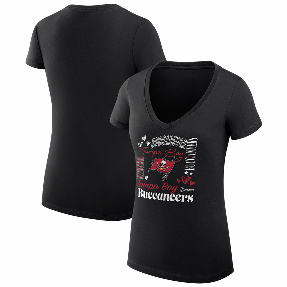 Tampa Bay Buccaneers G-III 4Her by Carl Banks Women's Super-Slim Fit Lightweight Collage Team V-Neck T-Shirt Black - NFL