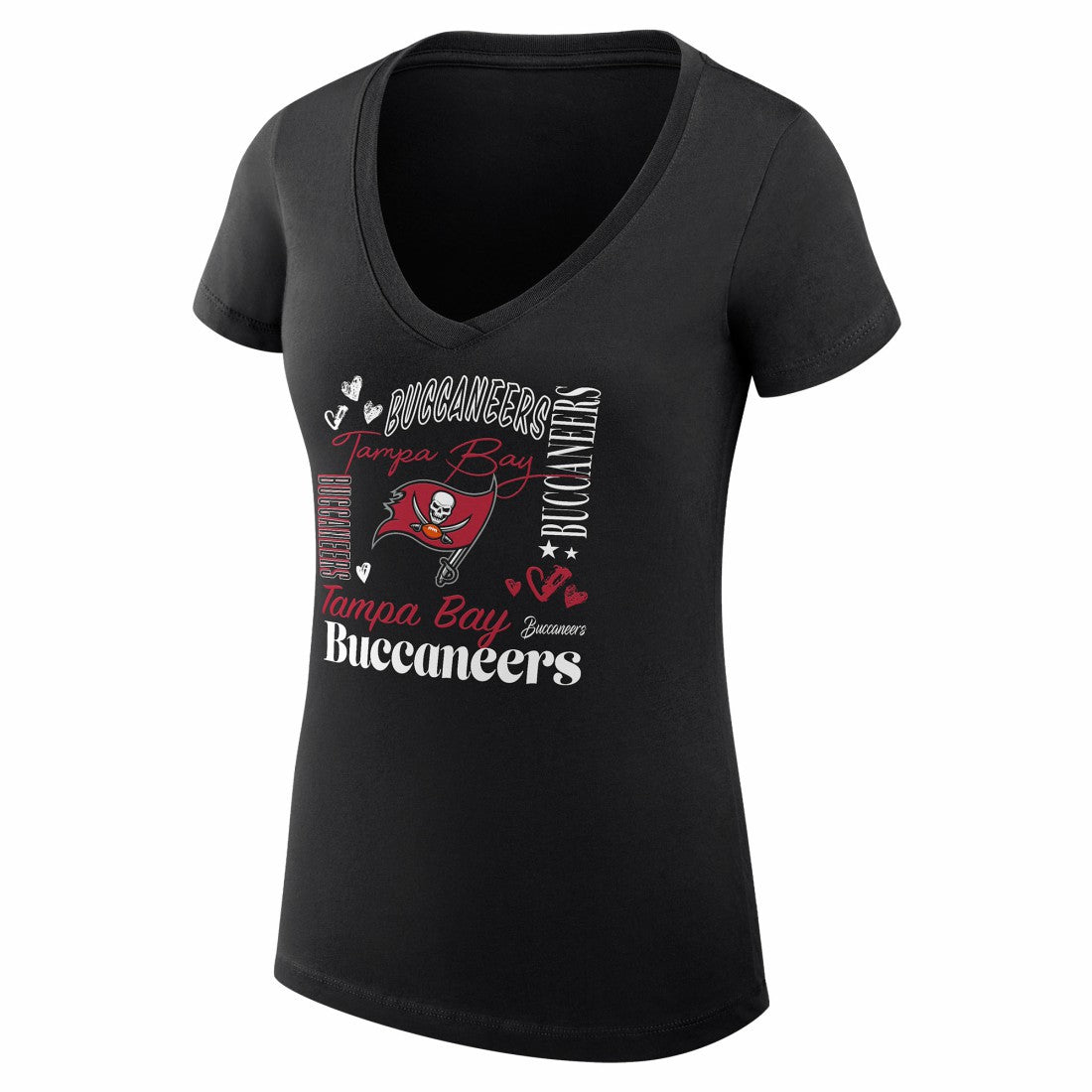 Tampa Bay Buccaneers G-III 4Her by Carl Banks Women's Super-Slim Fit Lightweight Collage Team V-Neck T-Shirt Black - NFL