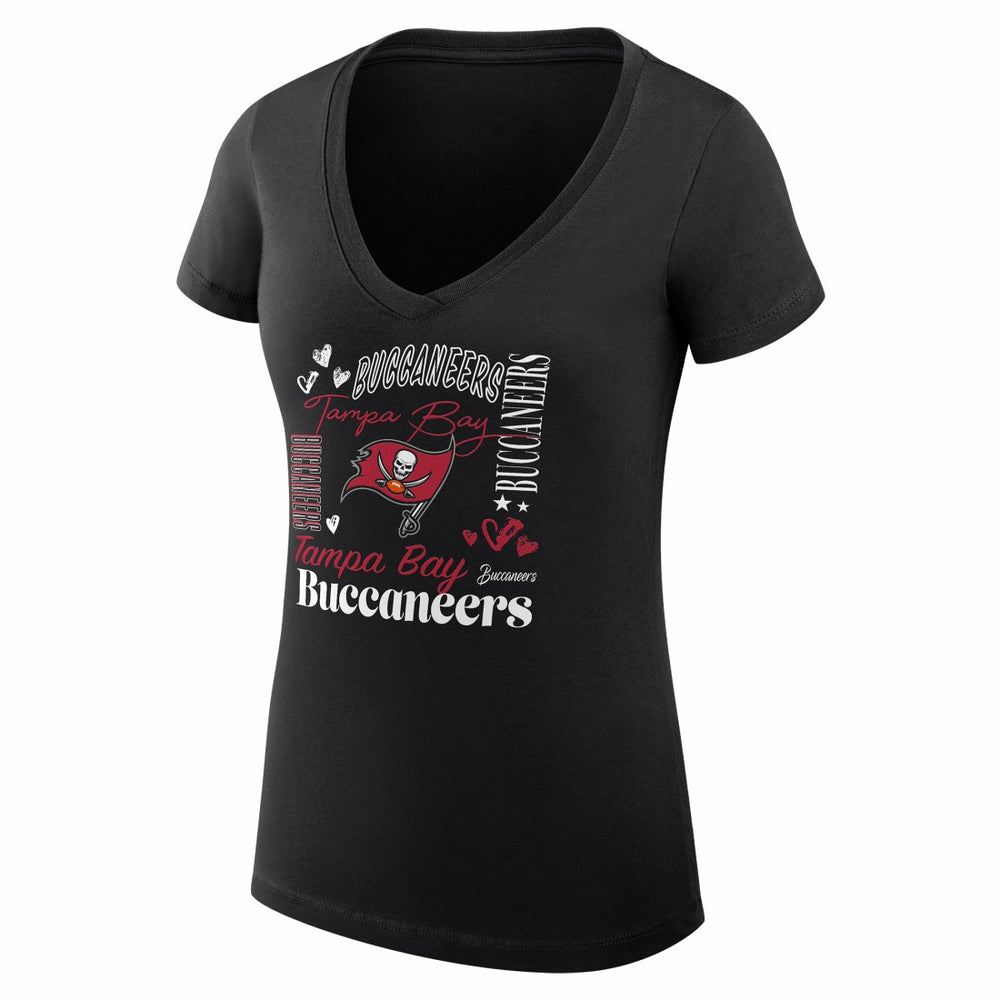 Tampa Bay Buccaneers G-III 4Her by Carl Banks Women's Super-Slim Fit Lightweight Collage Team V-Neck T-Shirt Black - NFL