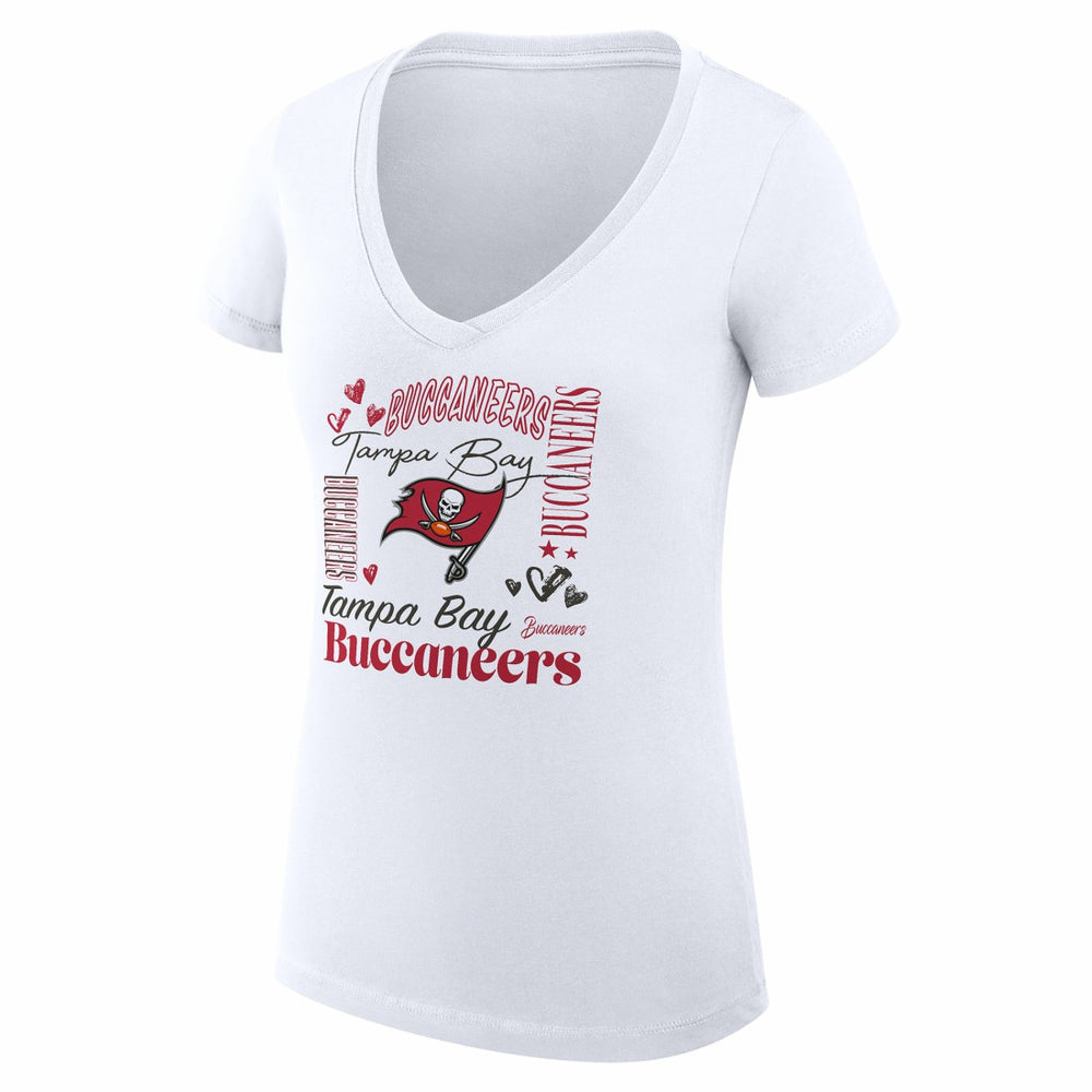 Tampa Bay Buccaneers G-III 4Her by Carl Banks Women's Super-Slim Fit Lightweight Collage Team V-Neck T-Shirt White - NFL