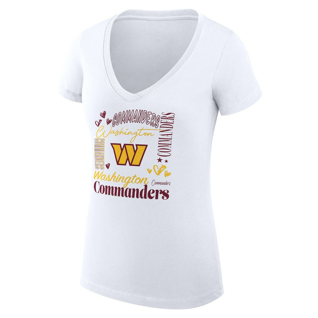 Washington Commanders G-III 4Her by Carl Banks Women's Super-Slim Fit Lightweight Collage Team V-Neck T-Shirt White - NFL
